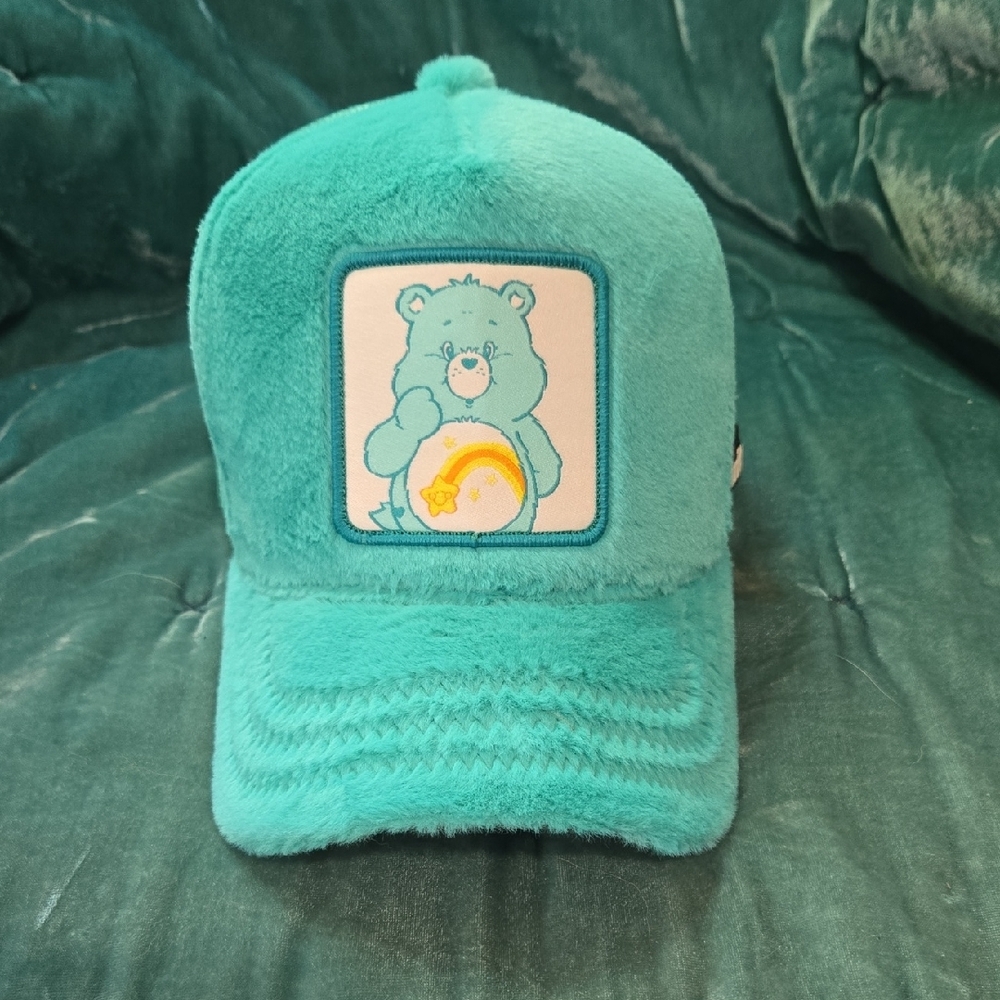 Green and Blue Cartoon Bear Hat with Plush Material